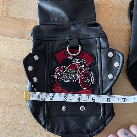 New Dog pleather biker vest with patch. - Picture 2 of 6